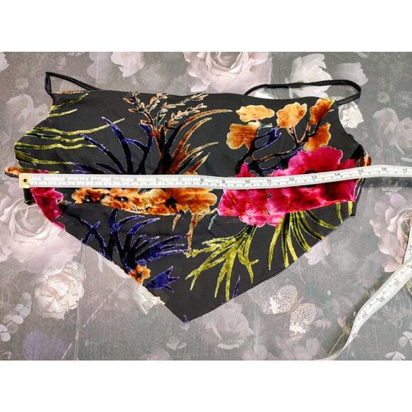 Revolve WeWoreWhat Focked Velvet Cowl Top V-Hem Floral Black Multi Womens M NWT - Picture 6 of 9